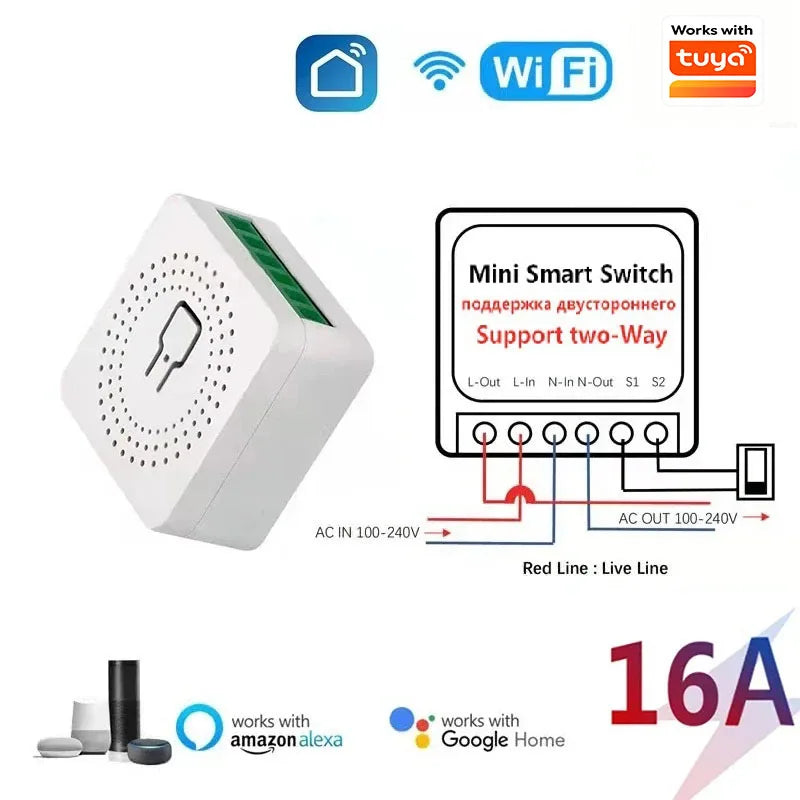 Smart WiFi Wall Switch Module (16A, Works with Alexa & Google Home)