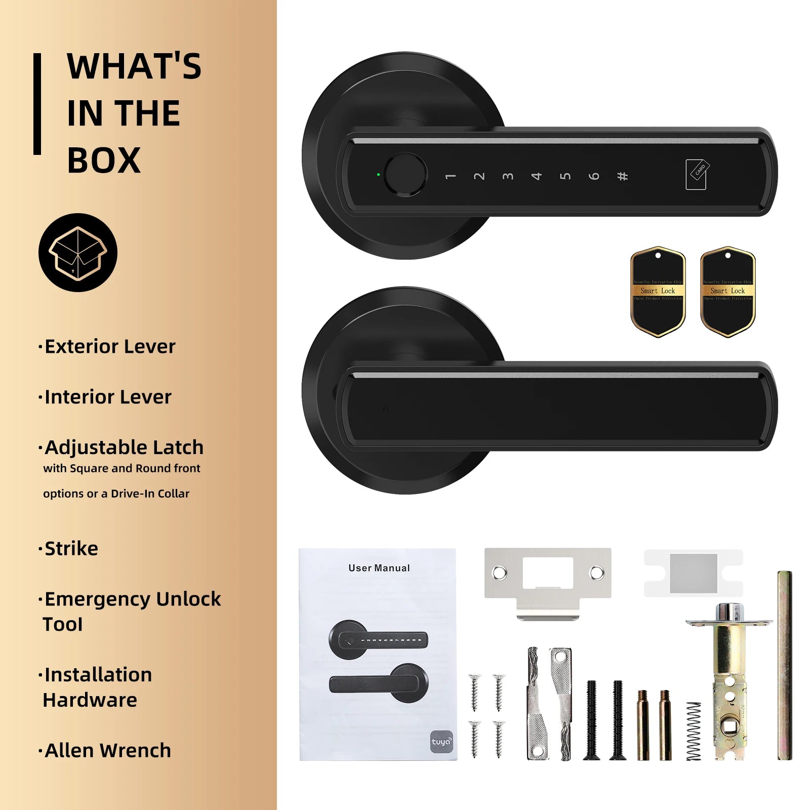 Smart Lever Handle Lock — Fingerprint, Keypad & App (Indoor)