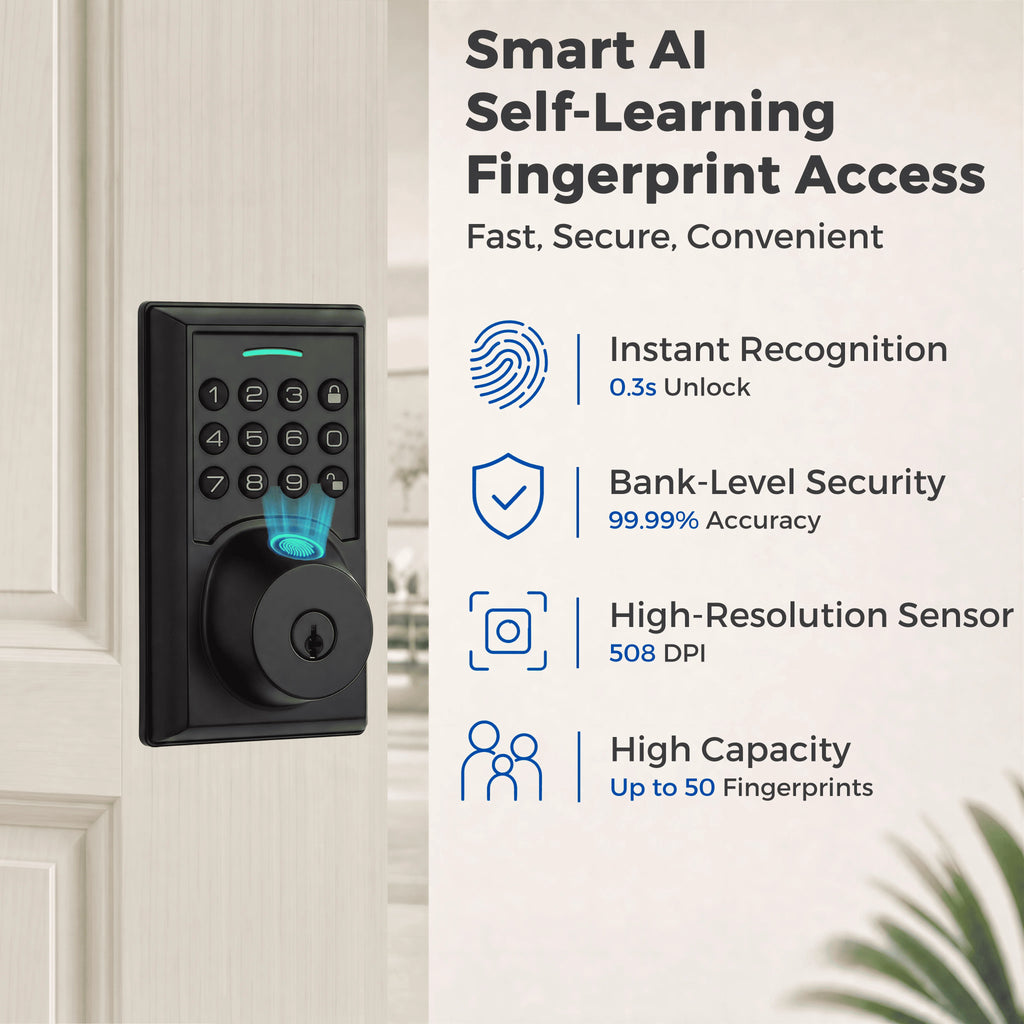 Fingerprint Smart Deadbolt Lock — Keypad, App & Auto-Lock