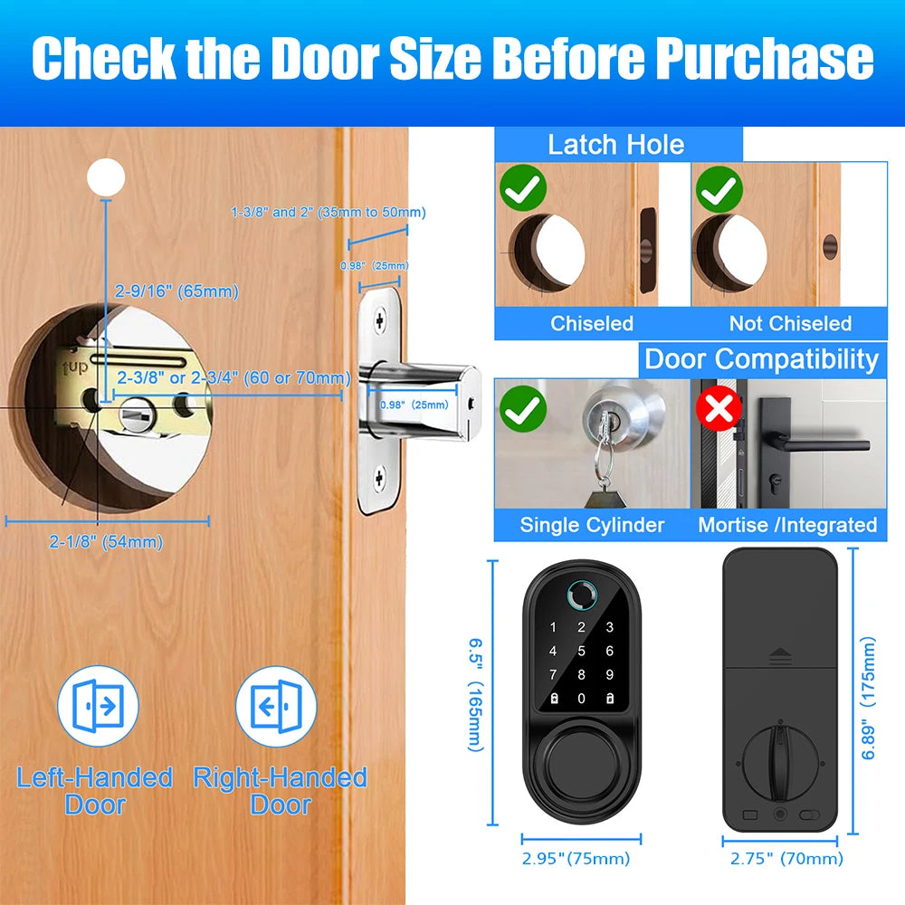 Bluetooth Smart Deadbolt — Fingerprint, Keypad, IC Card & Key