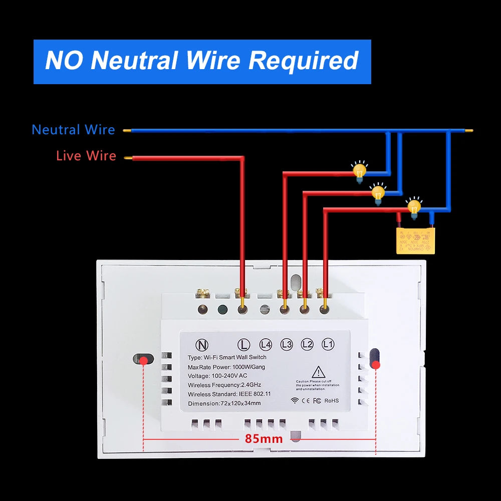 Smart WiFi Touch Wall Switch (1-4 Gang)
