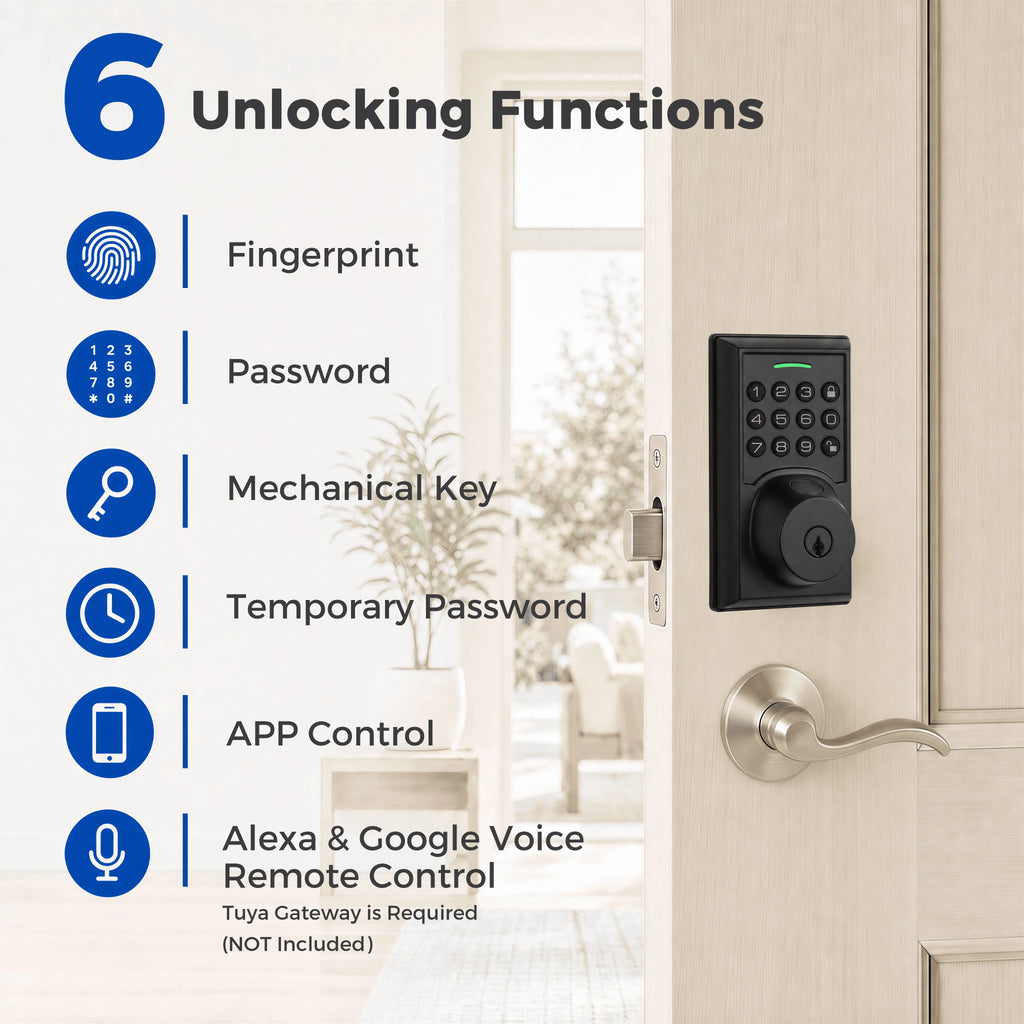 Fingerprint Smart Deadbolt Lock — Keypad, App & Auto-Lock