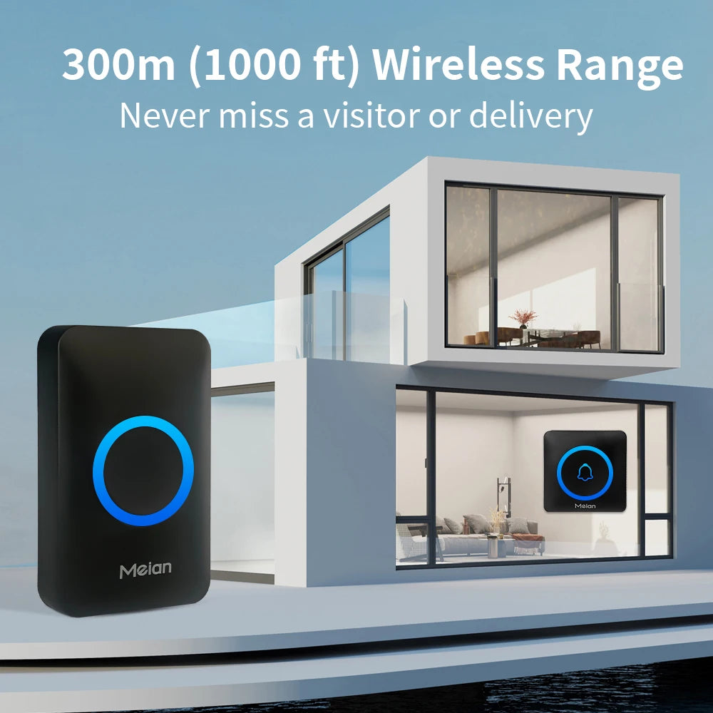 Wireless Doorbell Chime — IP65 Waterproof, 60 Tones