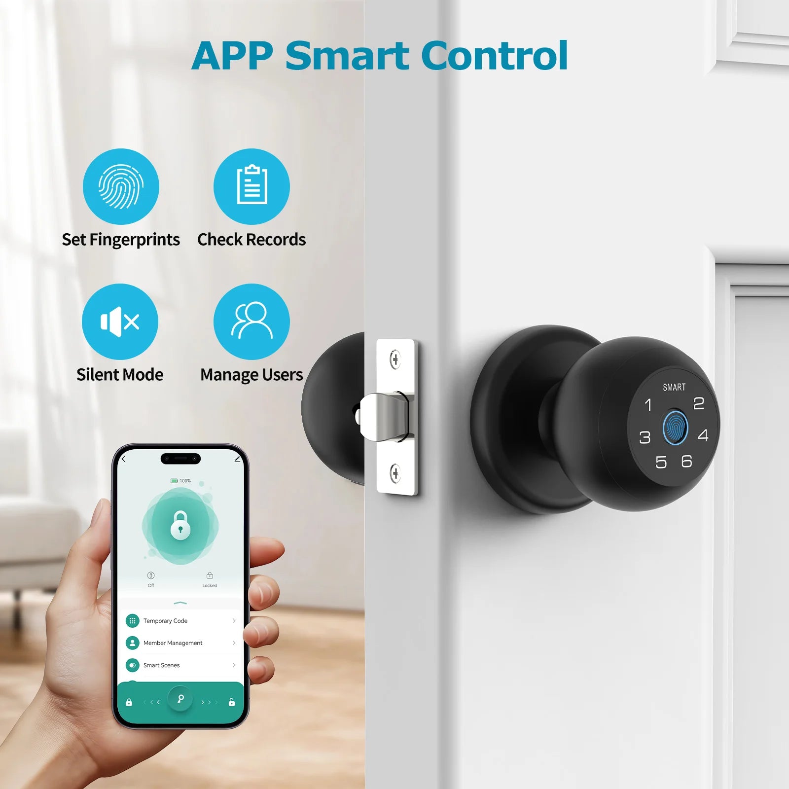 Fingerprint Smart Door Lock with Touchscreen Keypad