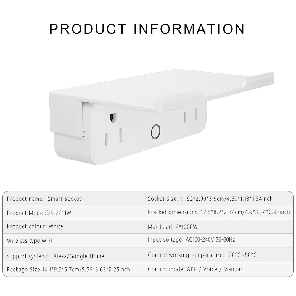 Smart Dual Outlet Plug — WiFi, Timer & Voice Control