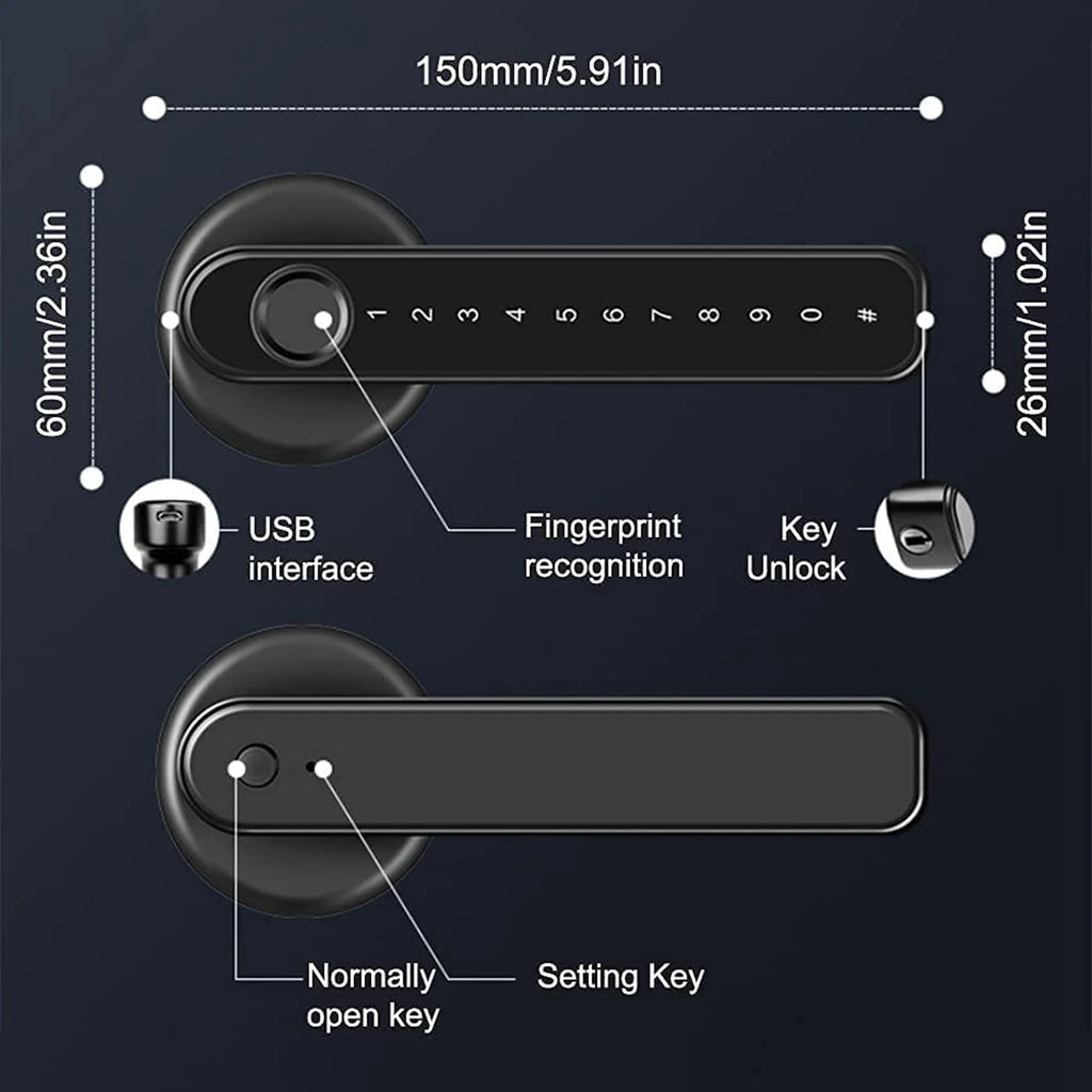 Fingerprint Door Knob Lock with Keypad — Home, Office & Rental