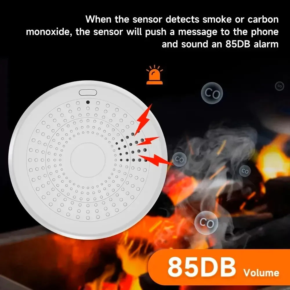 Zigbee Smoke & Carbon Monoxide Detector — App Alerts, Multi-Packs