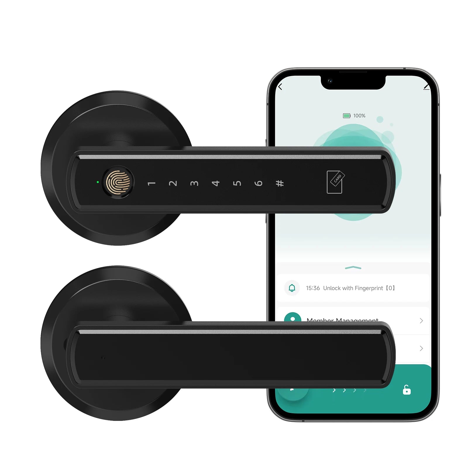 Smart Lever Handle Lock — Fingerprint, Keypad & App (Indoor)