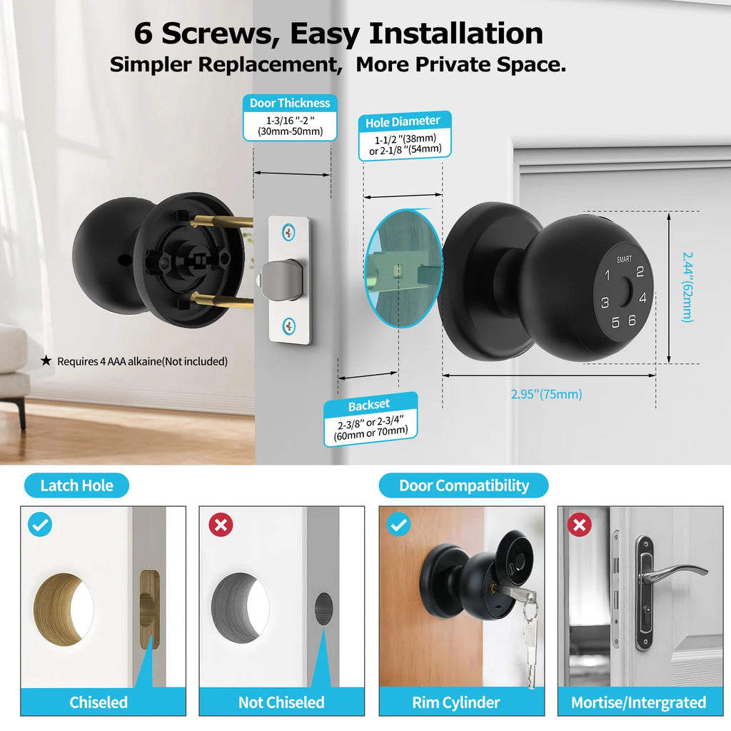 Fingerprint Smart Door Lock with Touchscreen Keypad