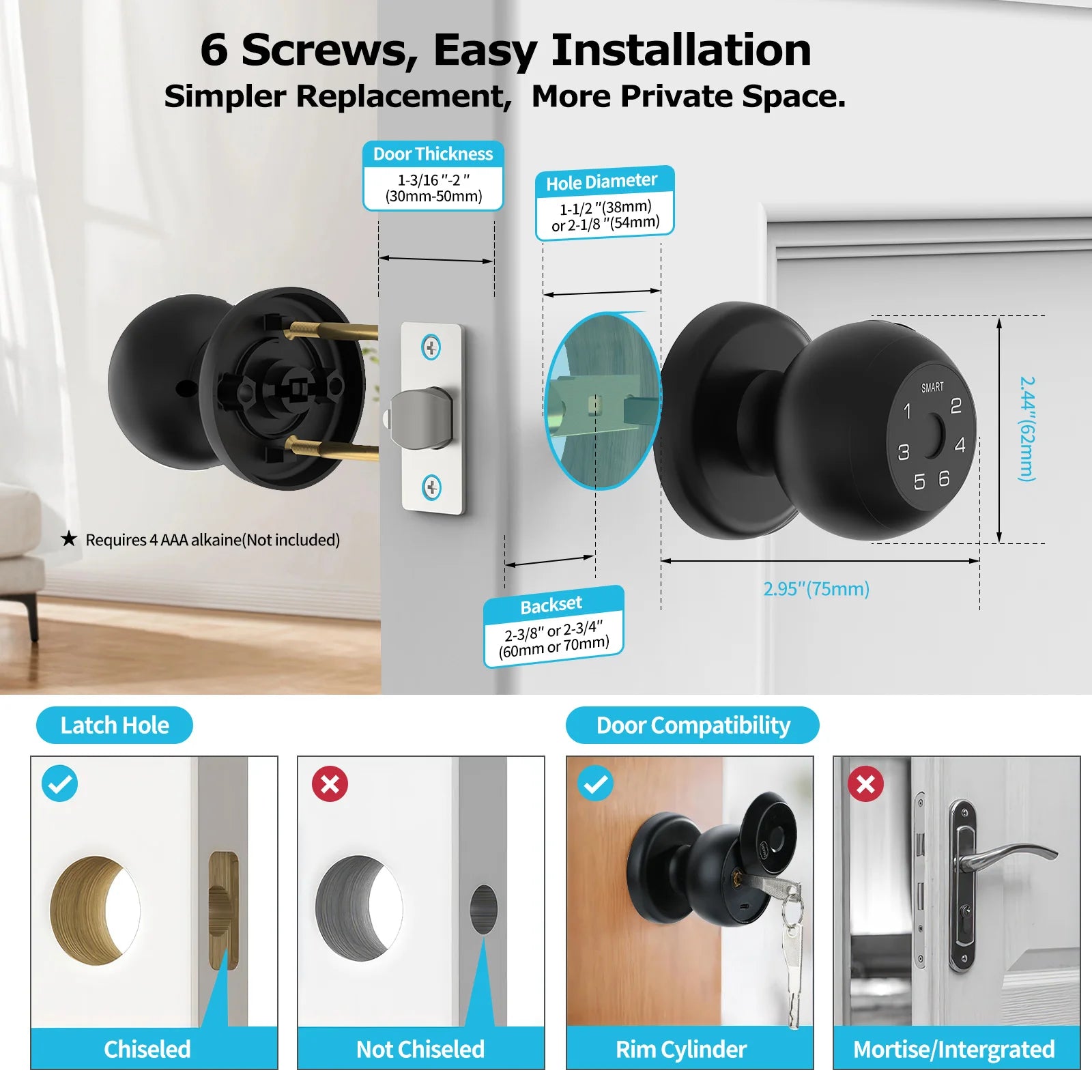 Fingerprint Smart Door Lock with Touchscreen Keypad