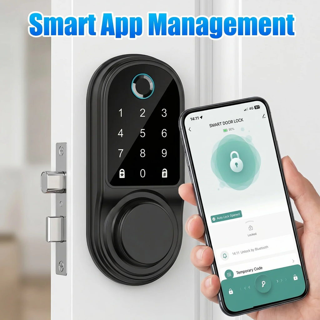 Bluetooth Smart Deadbolt — Fingerprint, Keypad, IC Card & Key
