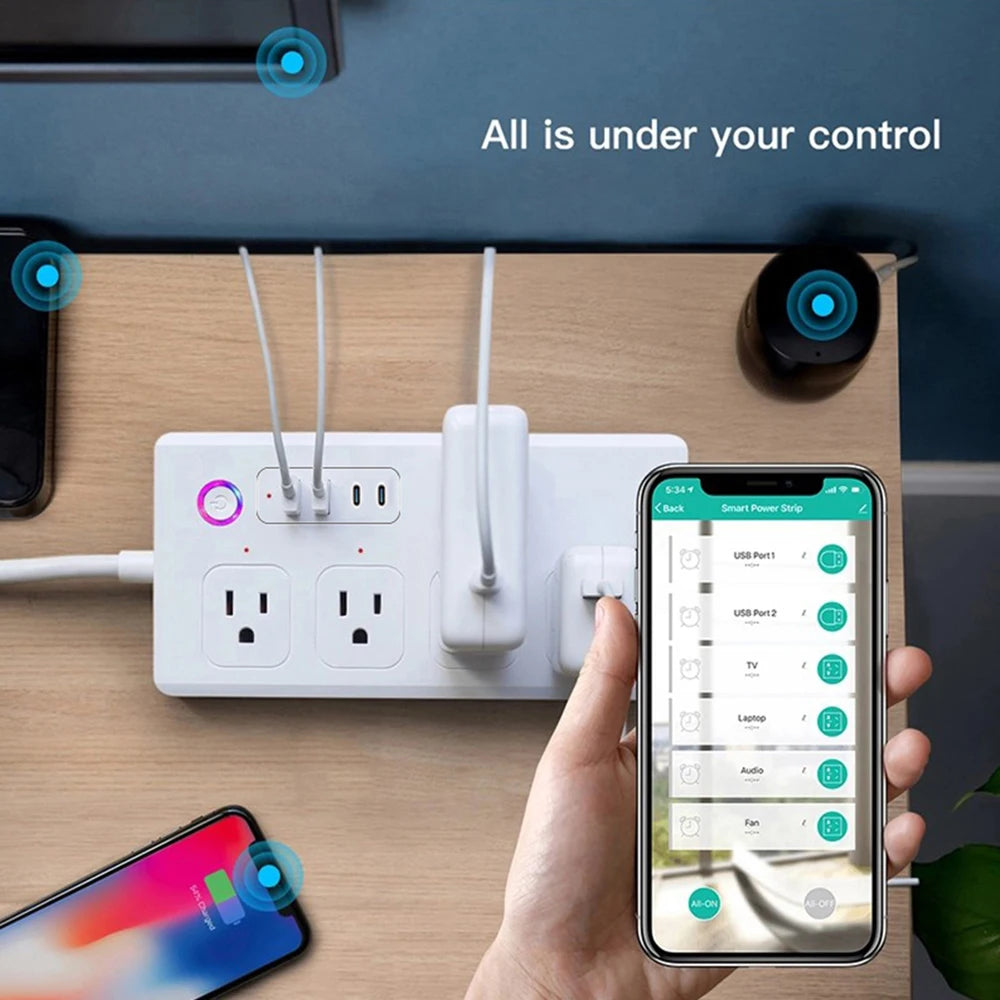 Smart WiFi/Zigbee/Matter Power Strip with 20W USB-C (Surge Protector)