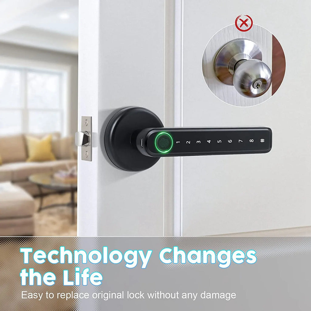 Fingerprint Door Knob Lock with Keypad — Home, Office & Rental