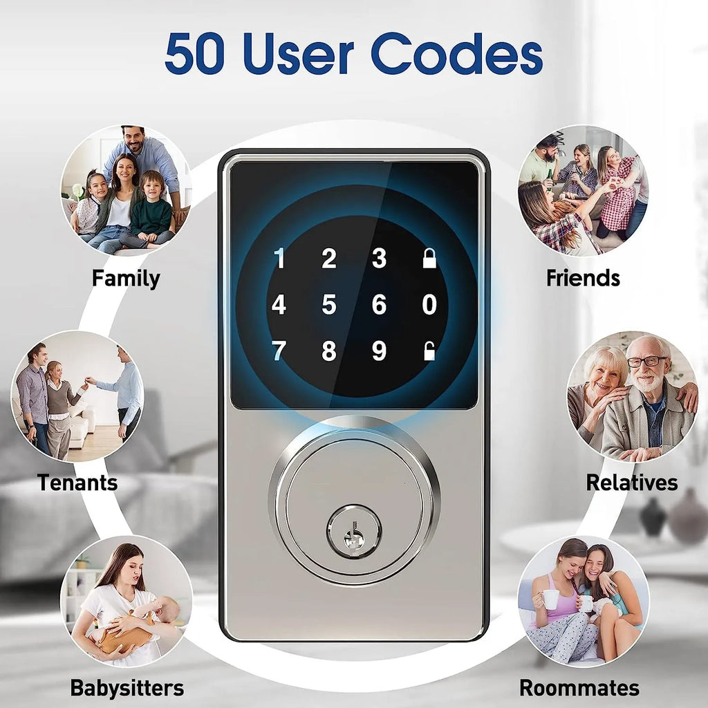 Keyless Entry Door Lock — Touchscreen Keypad, 50 User Codes