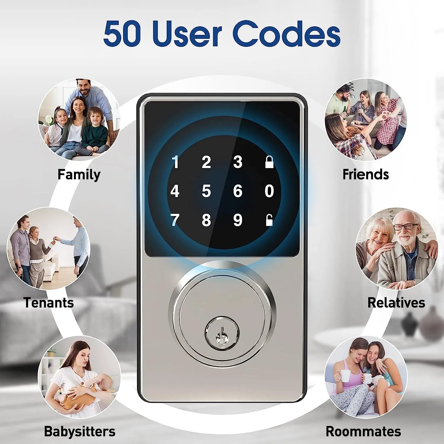 Keyless Entry Door Lock — Touchscreen Keypad, 50 User Codes