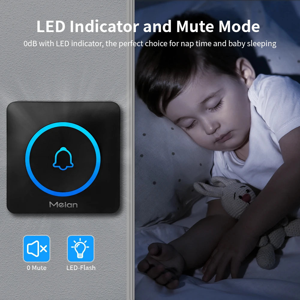 Wireless Doorbell Chime — IP65 Waterproof, 60 Tones