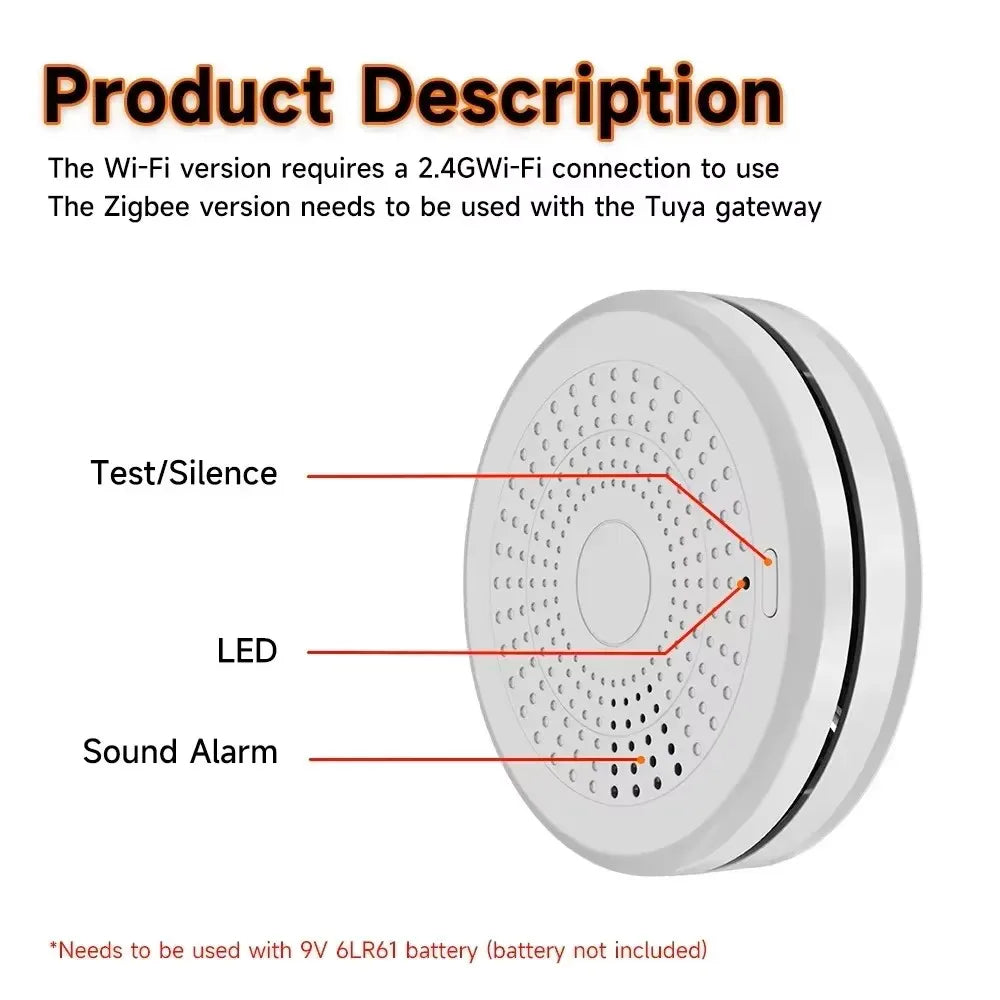 Zigbee Smoke & Carbon Monoxide Detector — App Alerts, Multi-Packs