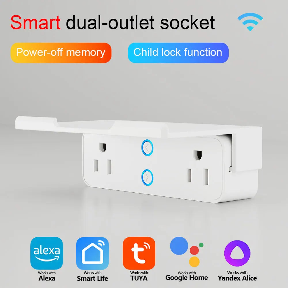 Smart Dual Outlet Plug — WiFi, Timer & Voice Control