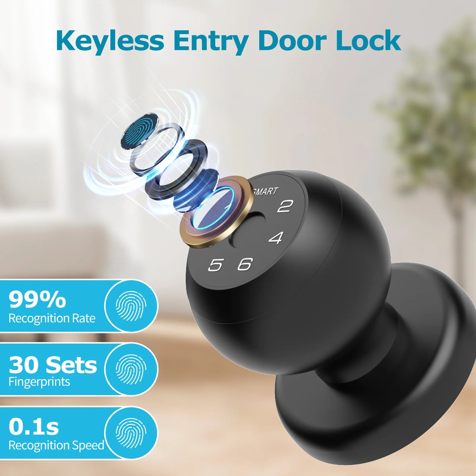 Fingerprint Smart Door Lock with Touchscreen Keypad