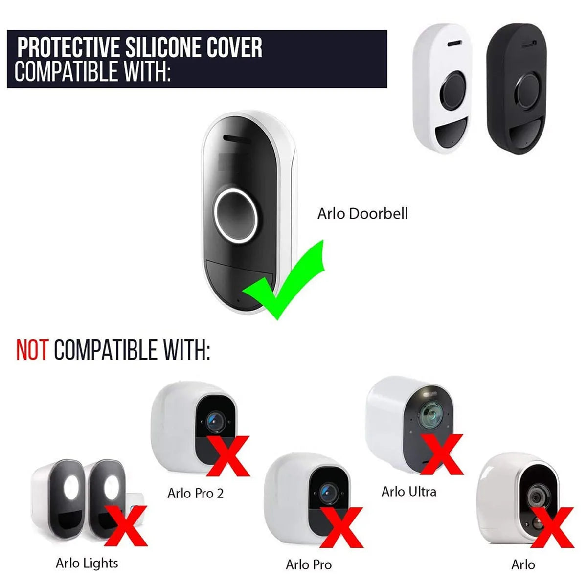 Weatherproof Silicone Skin for Arlo Doorbell (2-Pack)