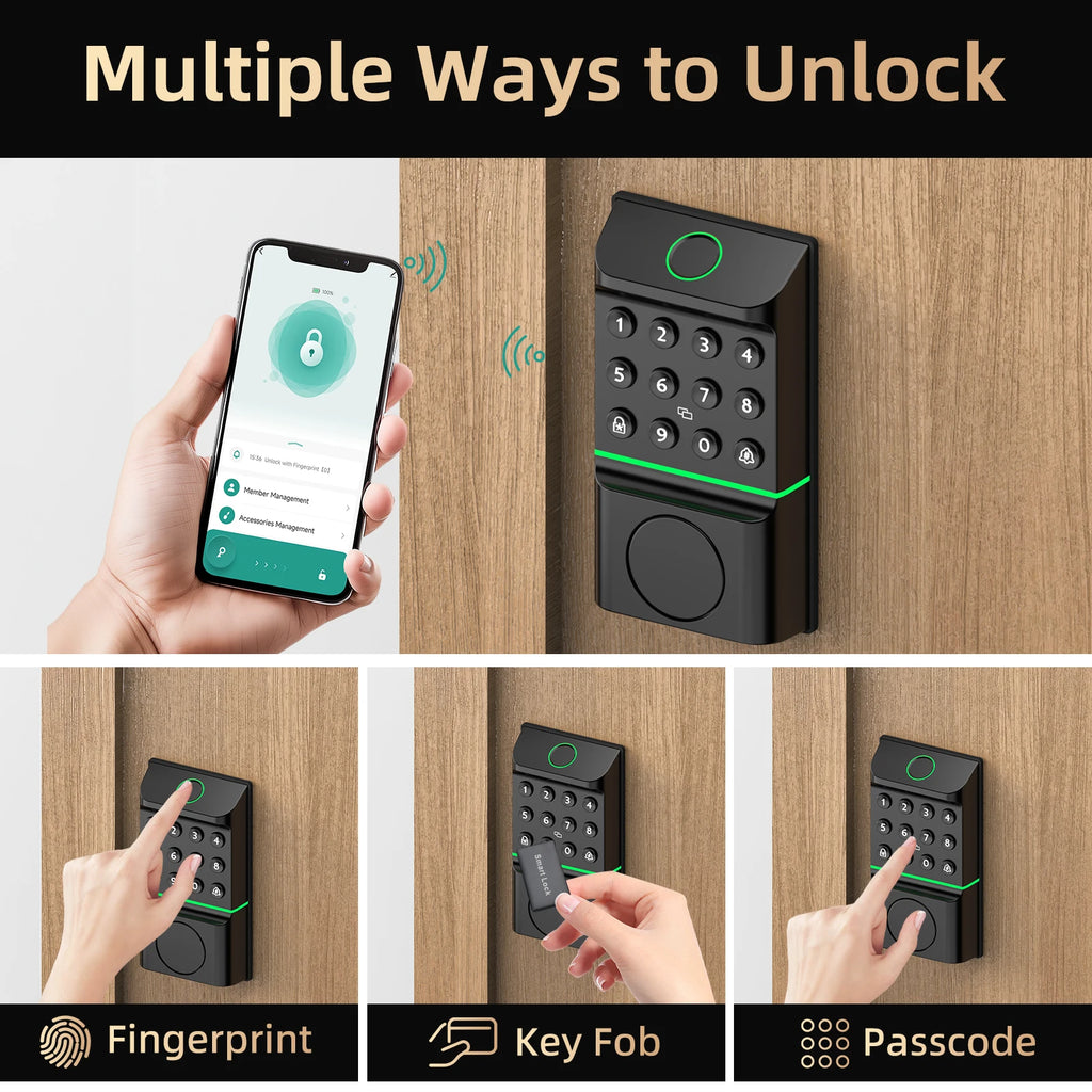 Smart Door Handle Lock — Fingerprint, Passcode & App Control