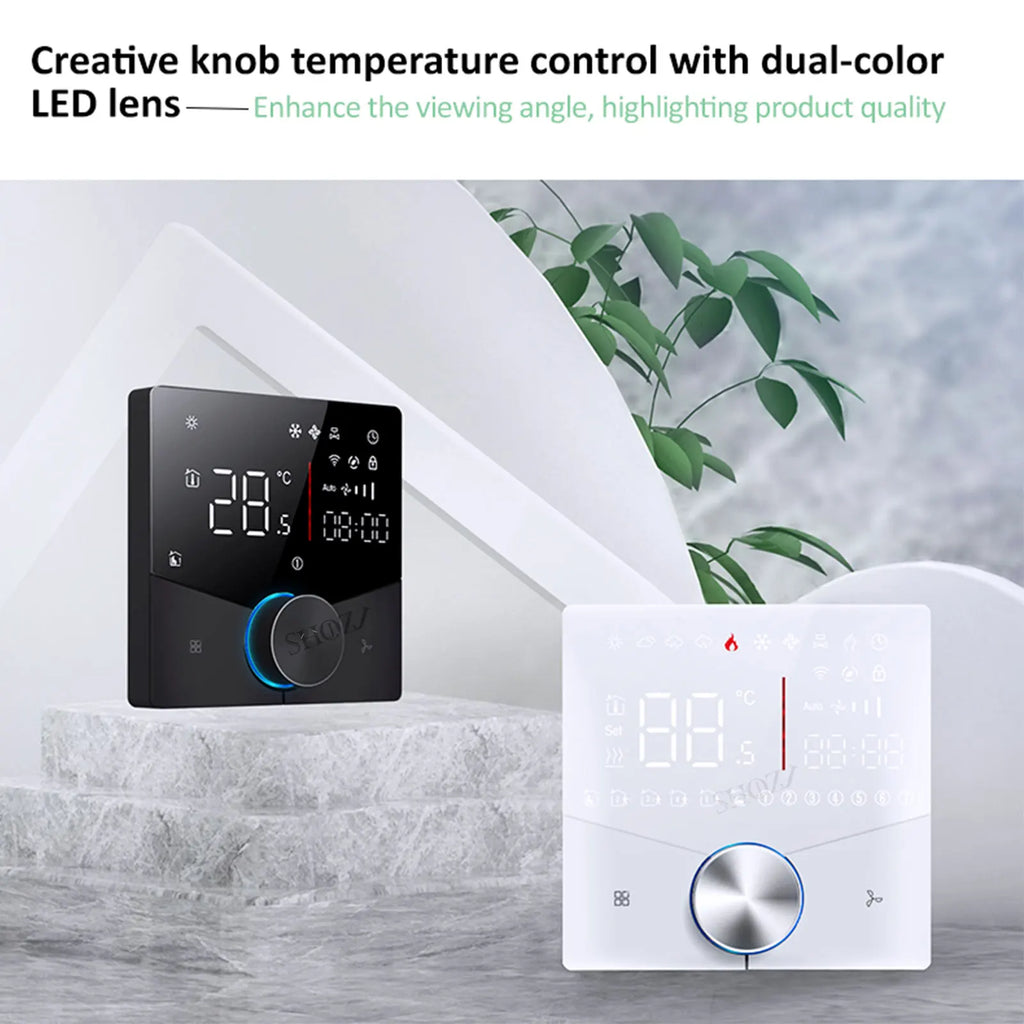 Smart Fan Coil Thermostat — 24V Central Air, 2/4-Pipe, 3-Speed