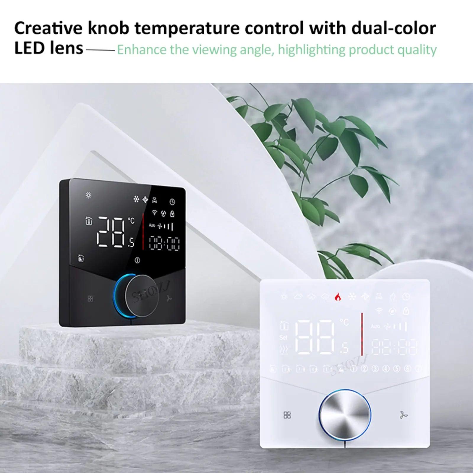Smart Fan Coil Thermostat — 24V Central Air, 2/4-Pipe, 3-Speed