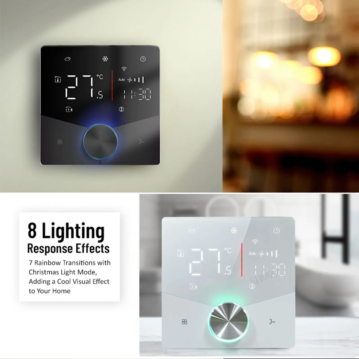 Smart Fan Coil Thermostat — 24V Central Air, 2/4-Pipe, 3-Speed