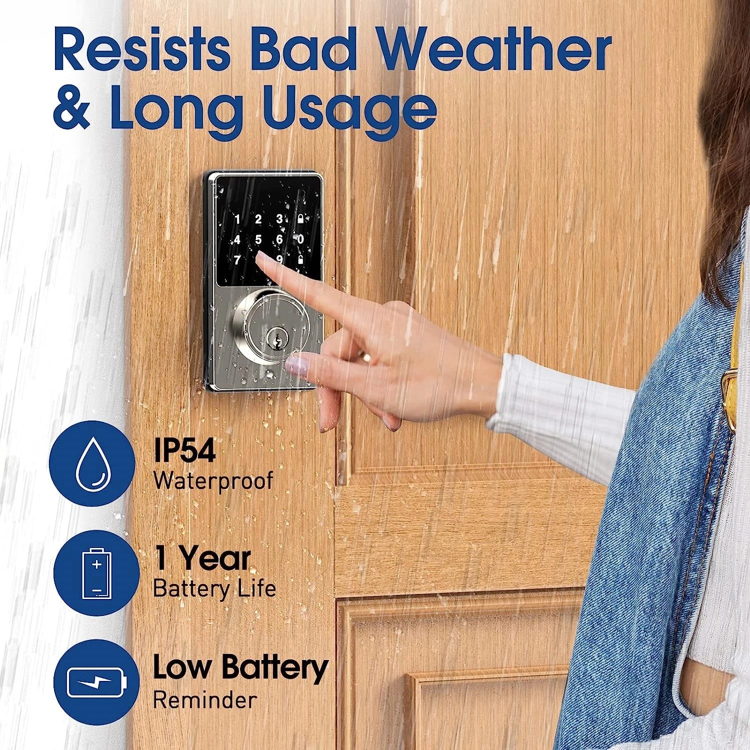 Keyless Entry Door Lock — Touchscreen Keypad, 50 User Codes