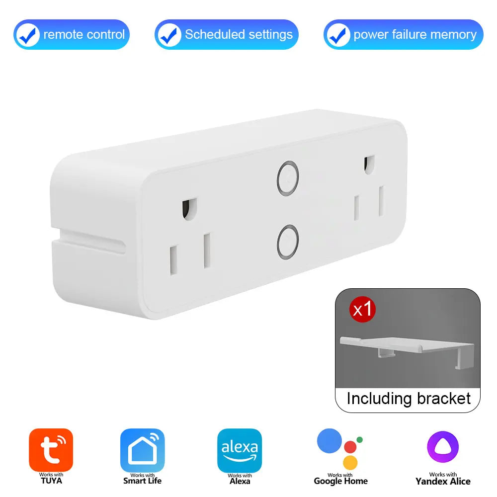 Smart Dual Outlet Plug — WiFi, Timer & Voice Control
