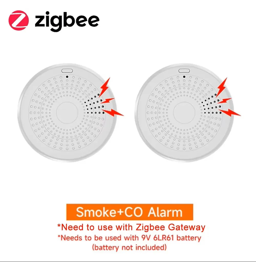 Zigbee Smoke & Carbon Monoxide Detector — App Alerts, Multi-Packs